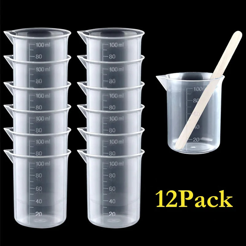 100ml Mixing Cups Plastic Liquid Container Epoxy Resin Scale Beaker Chemical Laboratory Cups Measuring Cup Kitchen Baking Tools - KiwisLove