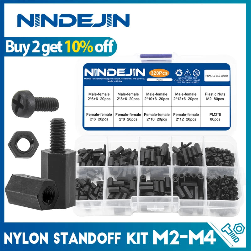 Male Female Nylon Hex Standoff Assortment Kit with Plastic Screws Nuts M2 M2.5 M3 M4 Insulation Plastic Standoff Spacer Set