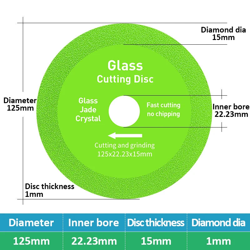 NINDEJIN 1pc Glass Cutting Disc 100mm 115mm 125mm Diamond Glass Cutting Blade Ceramic Tile Marble Polishing Grinding Saw Blade - KiwisLove