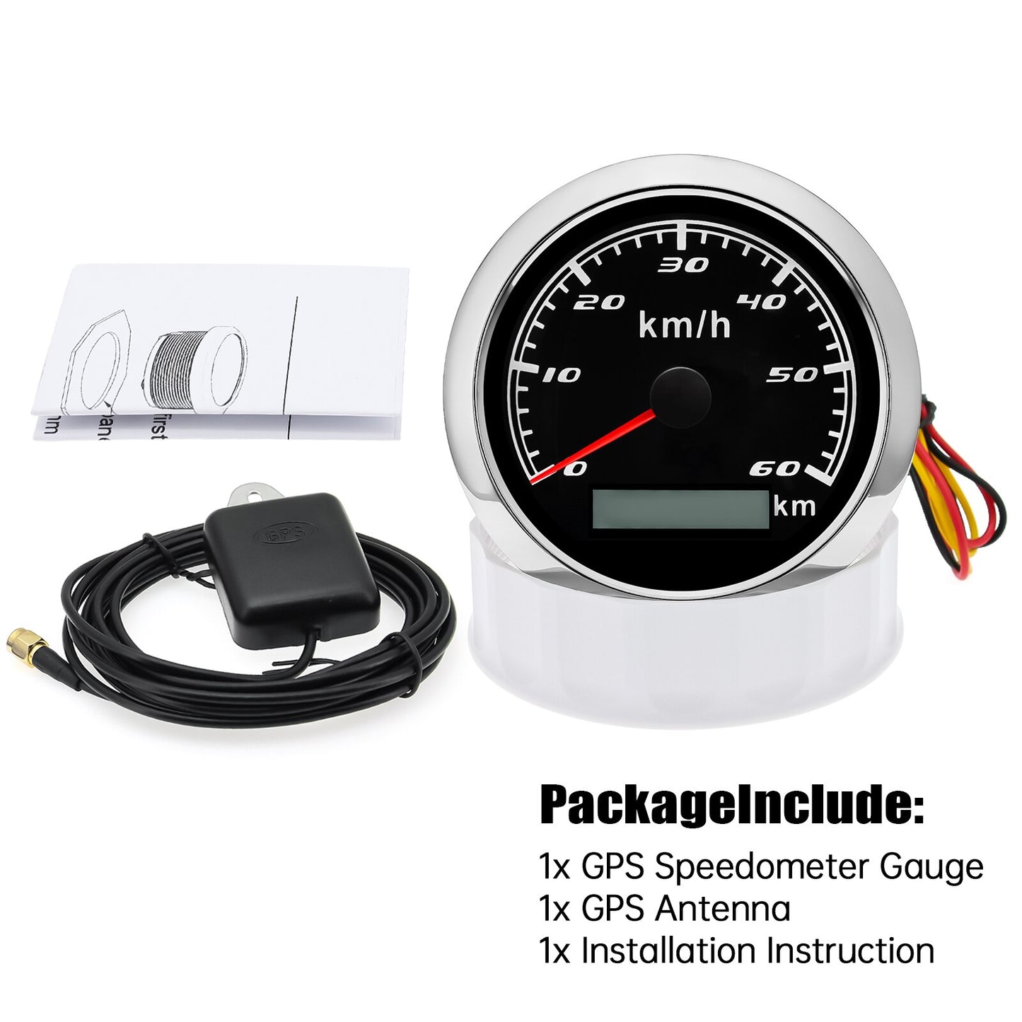 Universal 85mm GPS Speedometer Digital Gauge 30 60 120 200 KMH Odometer For Marine Boat Car ATV With GPS Antenna Red Backlight - KiwisLove