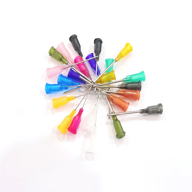 25pcs 1 Inch Dispensing Needles Syringe Needle 1 Inch Length Machine Nozzle Glue Needle Blunt End Threaded Port 14G-27G