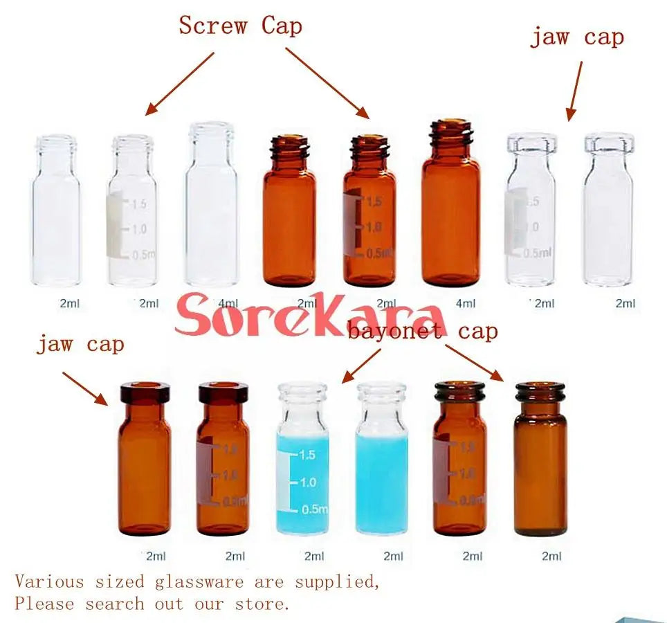 10pcs 2ML Brown Graduated Round Injection Glass Vial with Center Screw Cap 2CC Transparent Liquid Glass Containers - KiwisLove