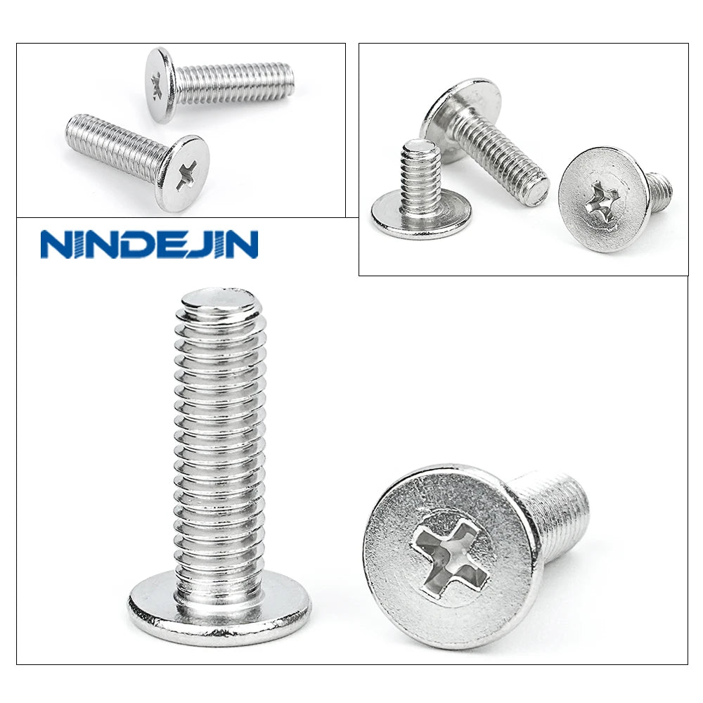 20-50pcs/pack Cross Ultra Thin Flat Head Small Computer Screw Nickel Plated Steel M1.2 M1.6 M2 M2.5 M3 M4 M5 M6 Laptop Screw
