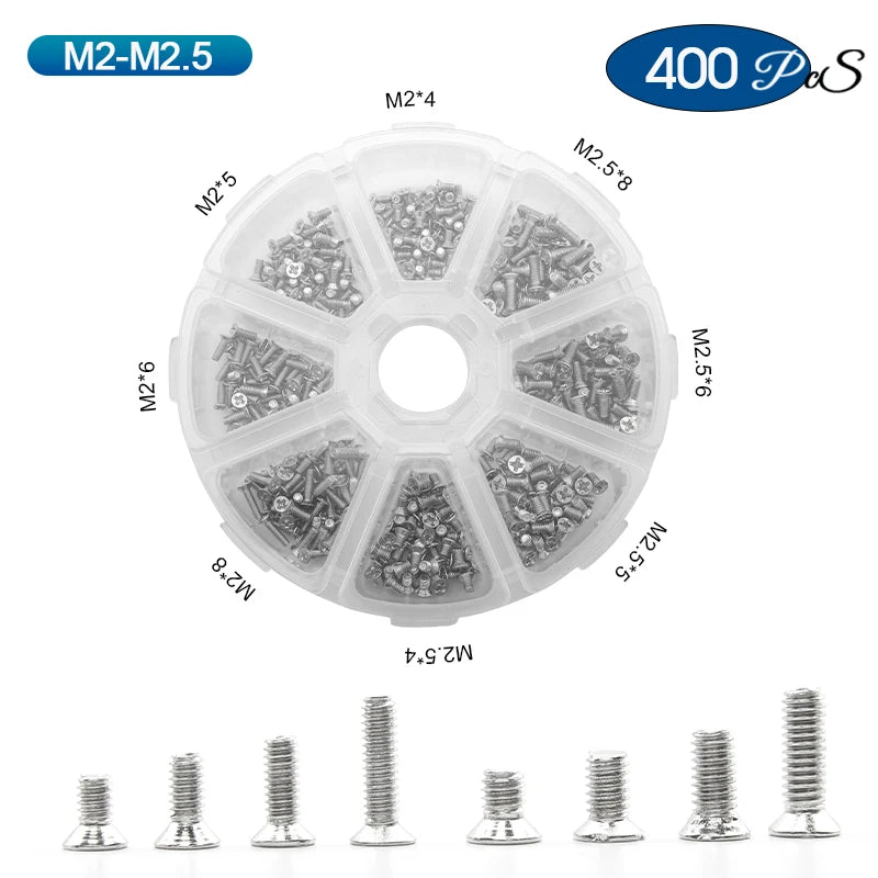 NINDEJIN Cross Mini Laptop Computer Screw Kit Nickel Plated M1 M1.2 M1.4 M1.7 M2 M2.5 Phillips Small Electronic Screw Set