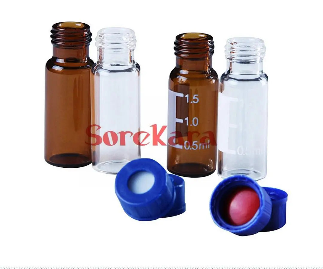 10pcs 2ML Brown Graduated Round Injection Glass Vial with Center Screw Cap 2CC Transparent Liquid Glass Containers - KiwisLove