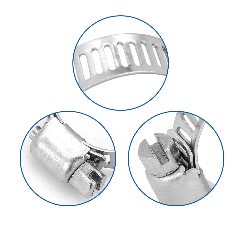 NINDEJIN 3-10pcs hose clamp adjustable 6-311mm Stainless Steel worm gear hose clip hose lock for water pipe plumbing