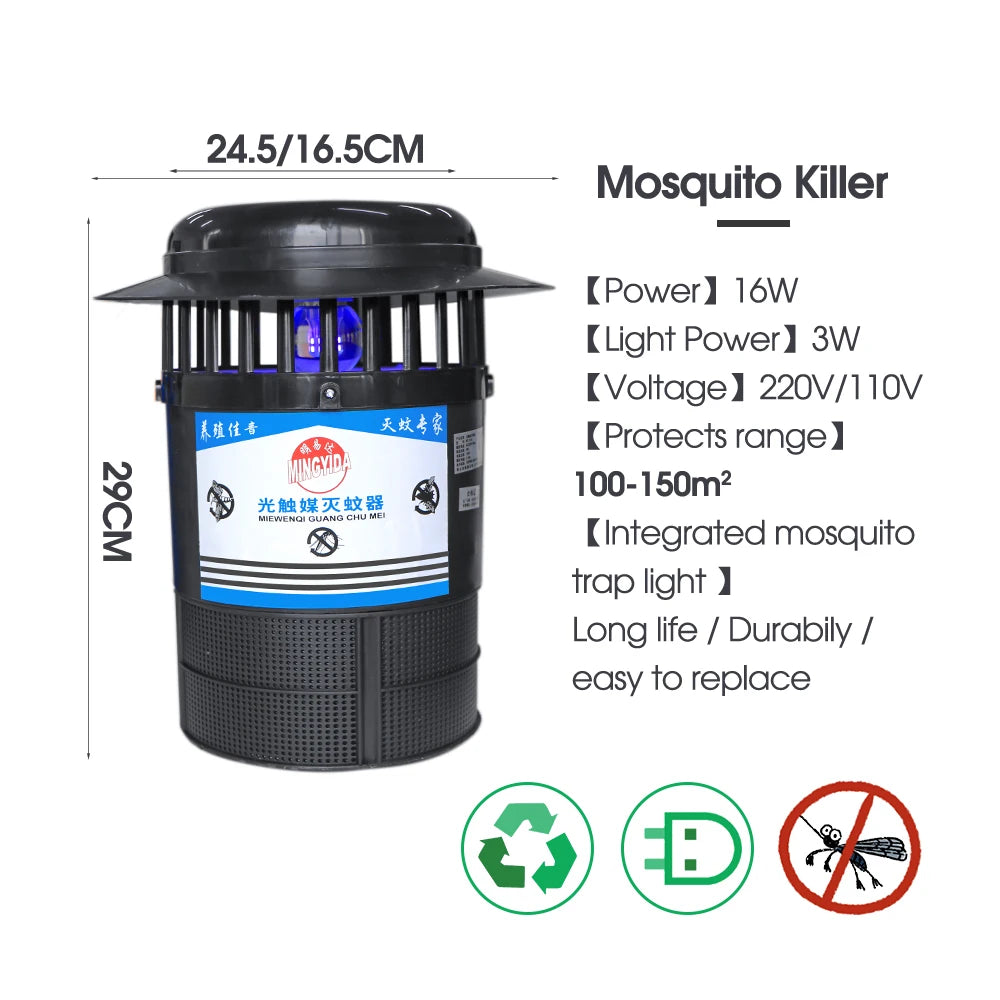 110/220V Garden Outdoor Mosquito Killer Lamp  Pest Trap 16W Photocatalyst Inhalant Insect Fly UV Light Bug Zapper Pest Catcher