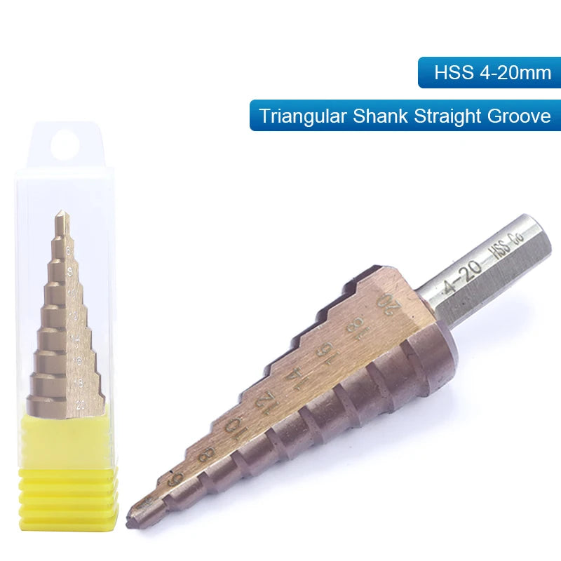 NINDEJIN M35 Cobalt Step Drill Bit 4-32mm Triangular Hex HSS Step Drill Bit for Stainless Steel Hole Drill Metal Aluminum Wood - KiwisLove