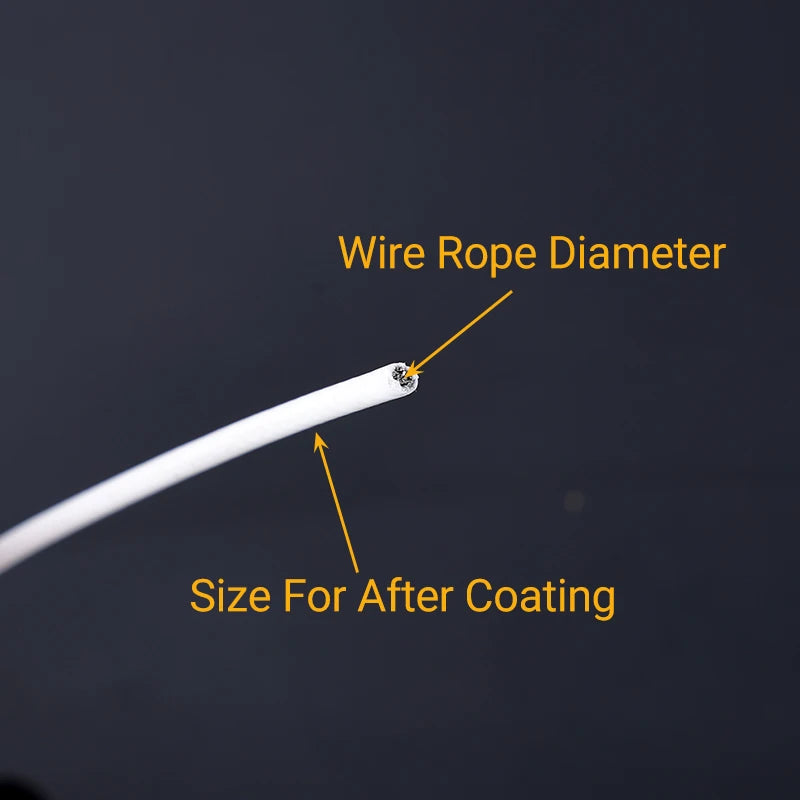 10/20/50/100Meter Steel PVC Coated Flexible Wire Rope soft Cable White Stainless Steel Clothesline Diameter 1/1.5/2/3/4mm