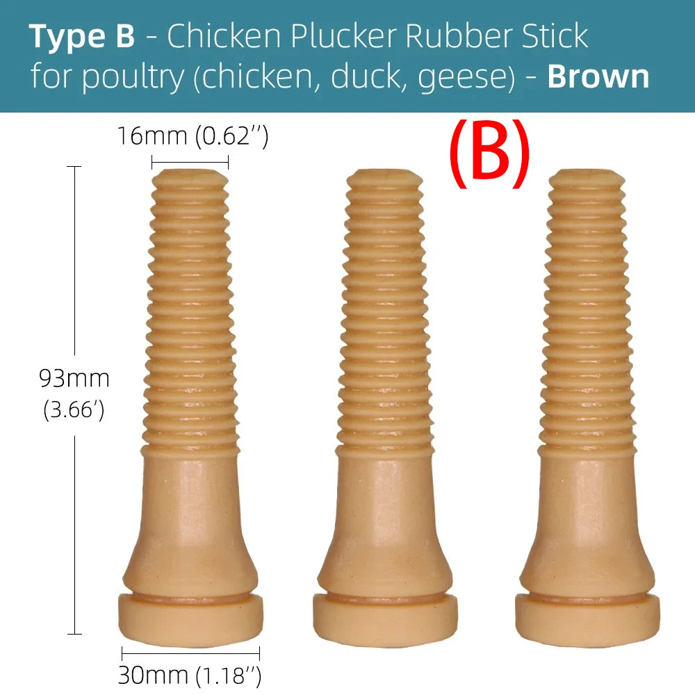 20PCS 5-Type Chicken Plucker Heavy Duty Fingers Poultry Duck Plucking Hair Removal Stick Natual Rubber Replacement for Geese