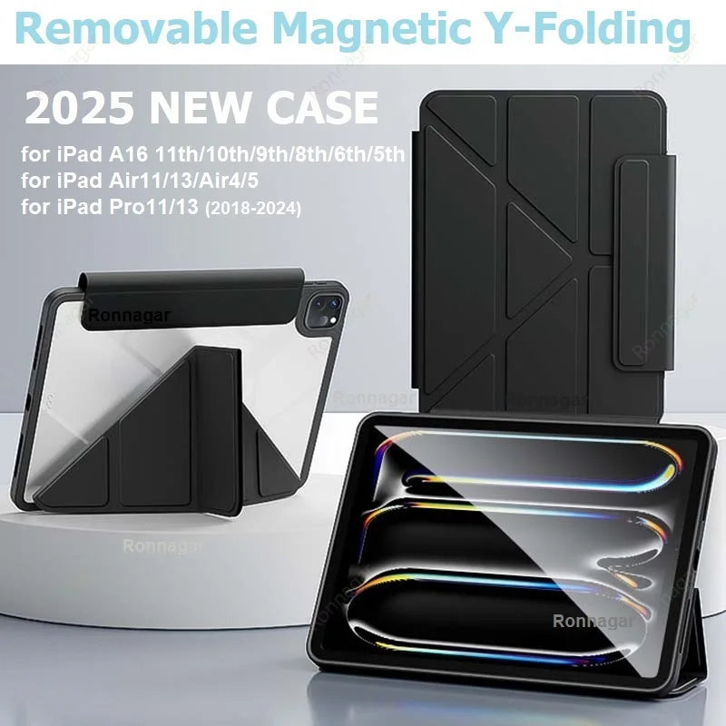 Removable Magnet Case for iPad A16 11th 2025 2024 iPad Air11 Air13 M3 M2 Pro11'' 12.9'' 13'' Air 4 5 10th 9th 10.9 10.2 9.7 10.5