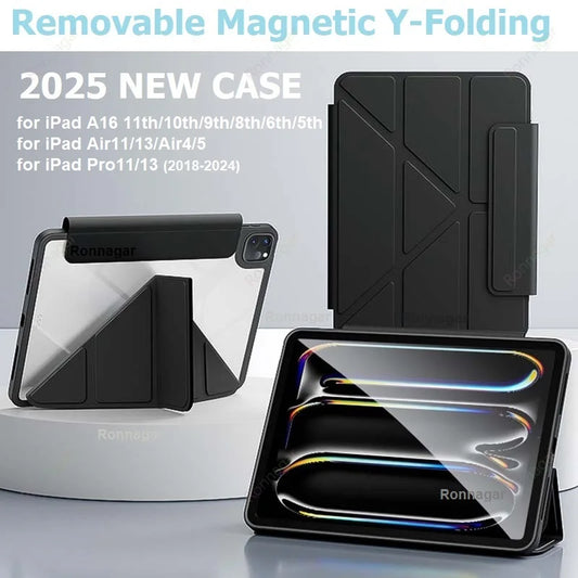 Removable Magnet Case for iPad A16 11th 2025 2024 iPad Air11 Air13 M3 M2 Pro11'' 12.9'' 13'' Air 4 5 10th 9th 10.9 10.2 9.7 10.5