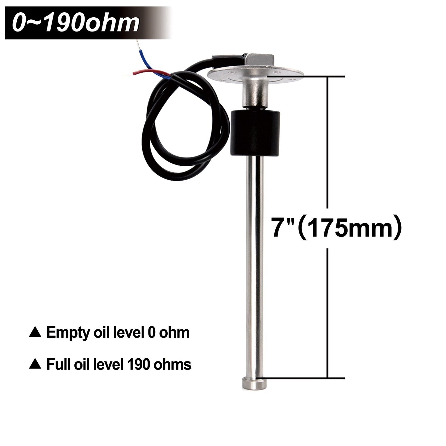 Fuel Level Water Level Gauge 175 200 250 275 375 mm Meter Sensor 0~190 ohm Fuel Sending Unit Indicator Level Gauge for Car boat - KiwisLove