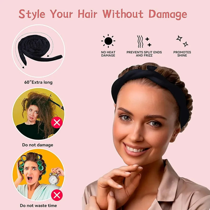 Heatless wave Rod Head band No Heat Silk Curls Ribbon Hair Rollers Sleeping Soft Headband Lazy Hair Curlers Hair Styling Tools