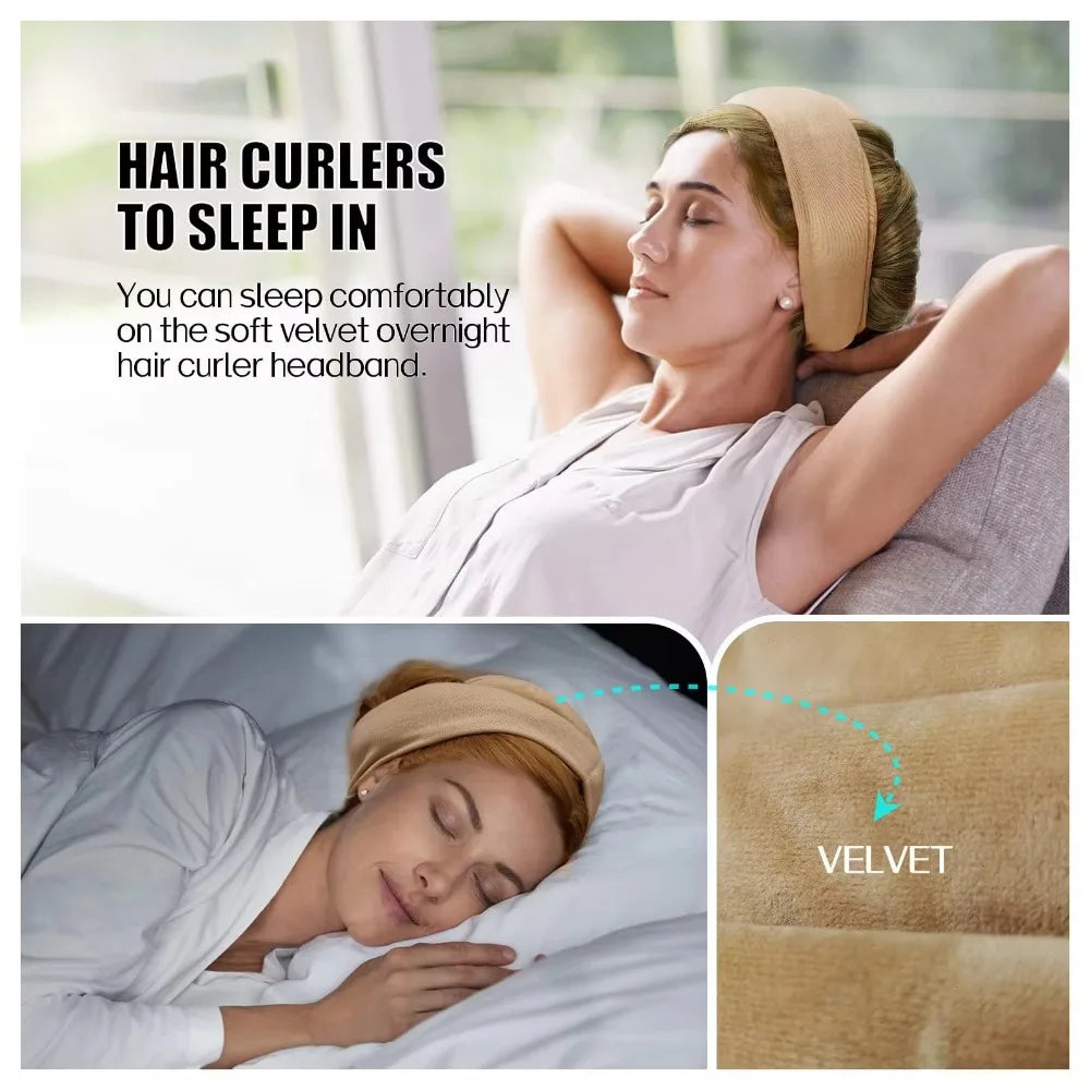 Sleeping Cap Heatless Curle Rod No Heat Ribbon Lazy Hair Curlers Headband Hair Rollers Sleeping Soft Headband Hair Styling Tools - KiwisLove
