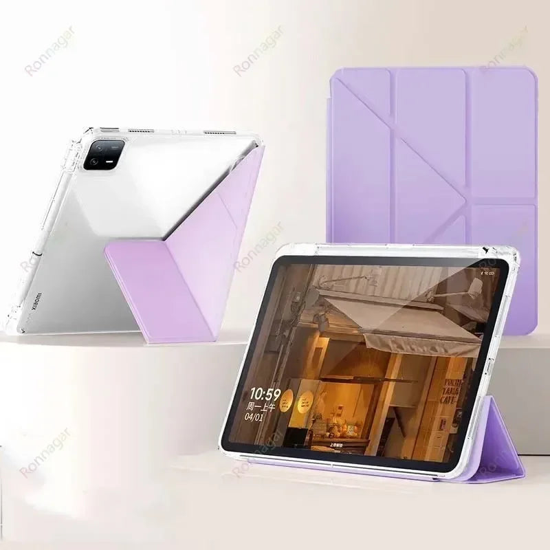 Y folding Case for Samsung Galaxy Tab A11 Plus / A9 Plus 10.9'' 2025 for Galaxy Tab A9/A11 8.7'' A8 X200 Clear Back Pencil hoder