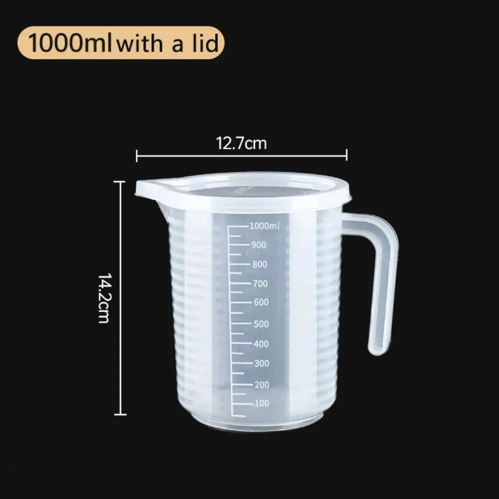 1PC Clear Graduated Measuring Cup Scale Plastic Transparent Mixing Cup Large Capacity With Lid Laboratory Beaker Kitchen Baking - KiwisLove