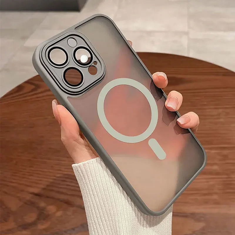 Magnetic Luxury Wireless Charge For Magsafe Case for iPhone 16 15 14 13 12 11 Pro Max Matte Translucent Armor Shockproof Cover - KiwisLove