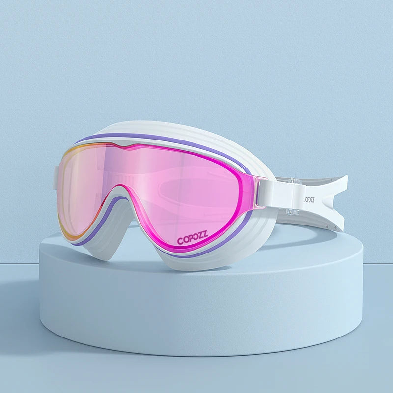 COPOZZ Large Frame Adults Swimming Goggles Professional Anti-Fog Sports Swim Eyewear Waterproof Swimming Glasses For Men Women