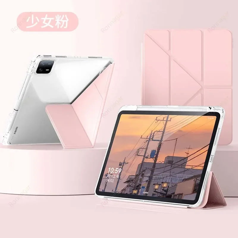 Y folding Case for Samsung Galaxy Tab A11 Plus / A9 Plus 10.9'' 2025 for Galaxy Tab A9/A11 8.7'' A8 X200 Clear Back Pencil hoder