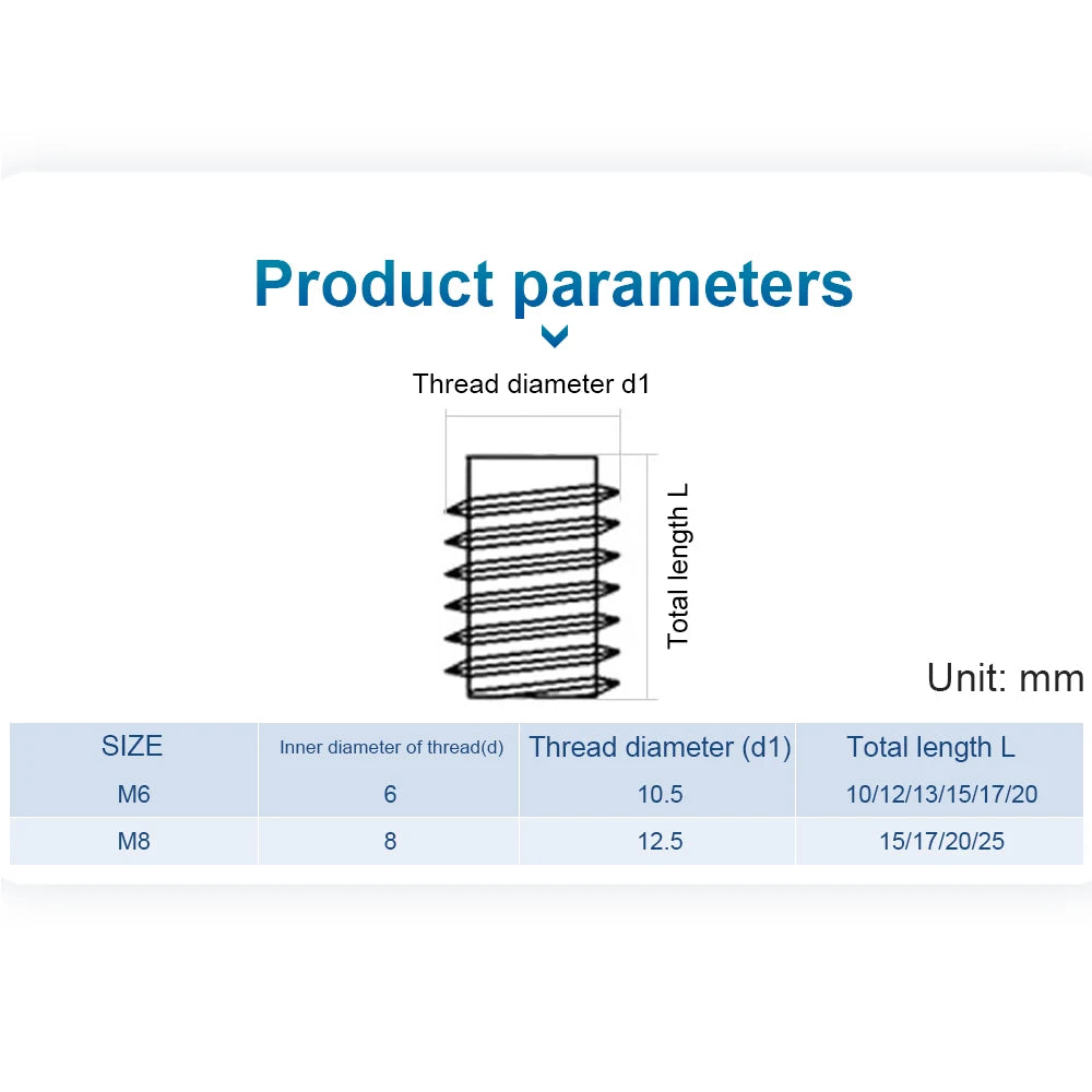 NINDEJIN 10-20pcs Wood Insert Nuts M6 M8 Zinc Plated Carbon Steel Furniture Pass Through Drive Unhead Threaded Nut Screw - KiwisLove