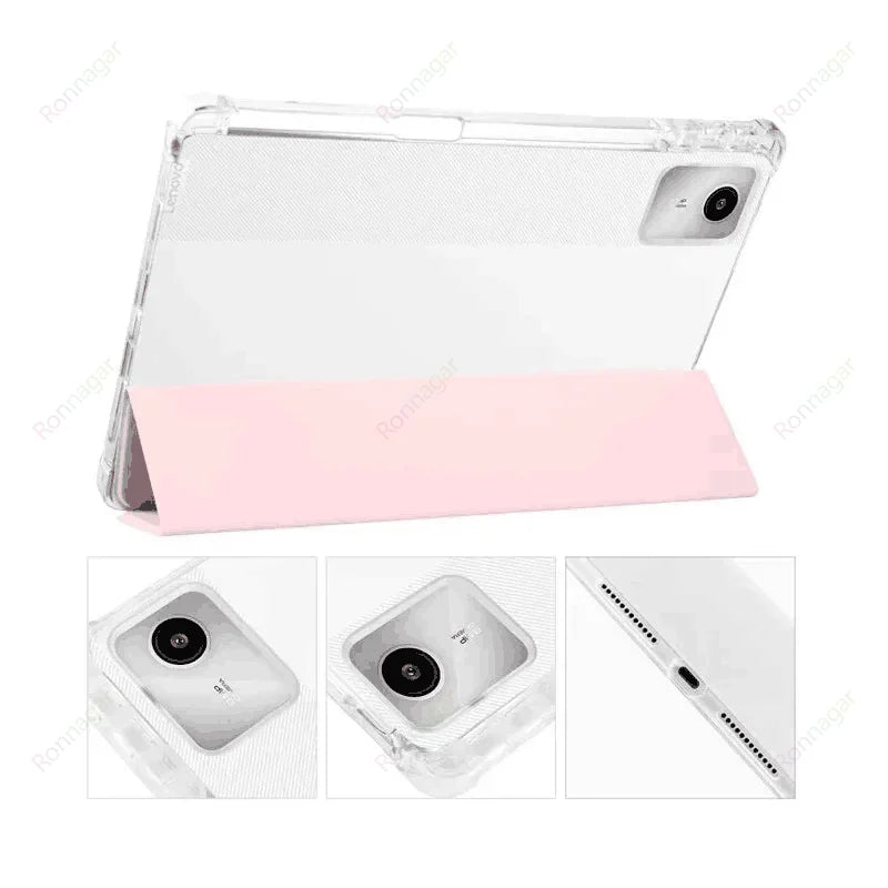 With Pencil Holder Case for Lenovo Tab M11 11" 2024 TB330FU 2025 TB335FC Slim Folding Soft Protective Case Translucent Back Case