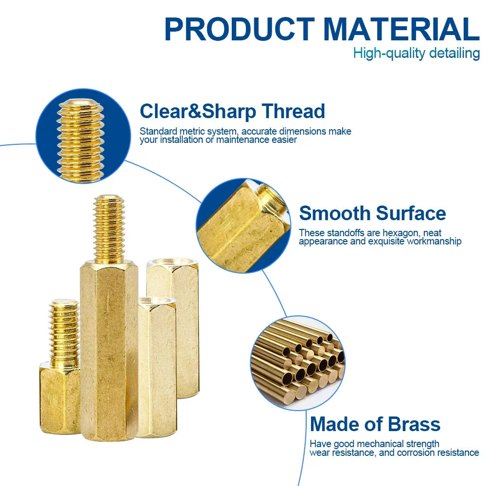 NINDEJIN Male Female Brass Hex Standoff Kit Bolt Screw Nut Set M2.5 M3 M4 PCB Motherboard Hex Standoff Spacer Assortment Kit