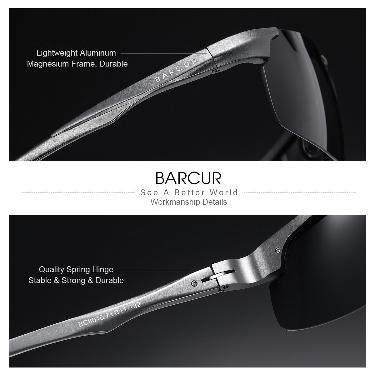 BARCUR Aluminium Magnesium Frame Polarized Sunglasses Men Photochromic Automatic Color Changing Rectangle Sport Eyewear - KiwisLove