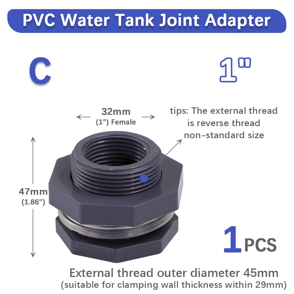High quality 1/2" 3/4" 1" Water Tank Joint with 304 Stainless Steel Filter Screen for Aquarium Fish Tank Garden Watering Adapter