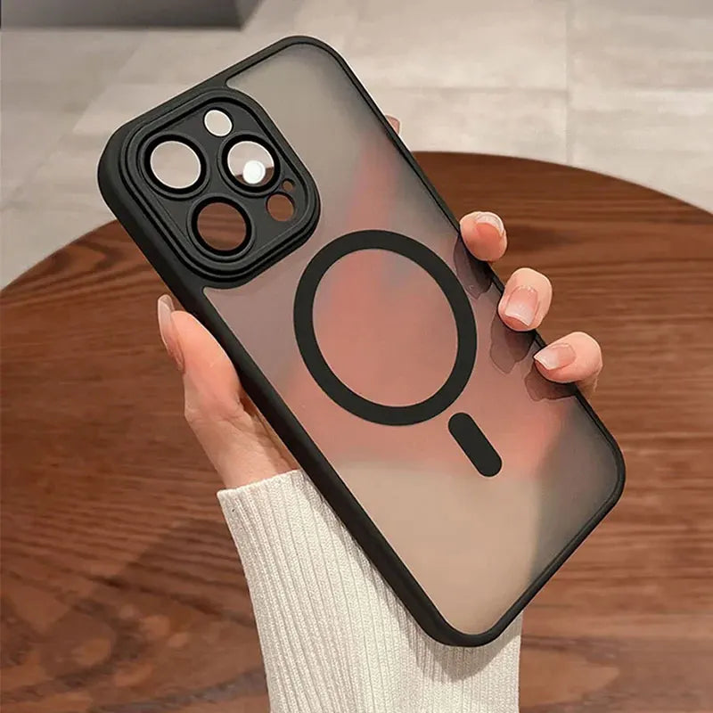 Magnetic Luxury Wireless Charge For Magsafe Case for iPhone 16 15 14 13 12 11 Pro Max Matte Translucent Armor Shockproof Cover - KiwisLove