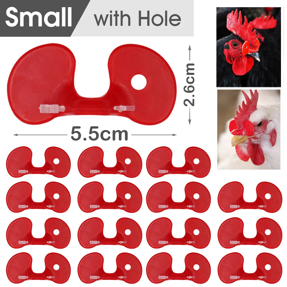 50pcs Chicken Red Glasses  Plastic Pheasant Anti-pecking Goggles Glasses with Bolt Protect Eyes Feeding Farm Poultry Hens access