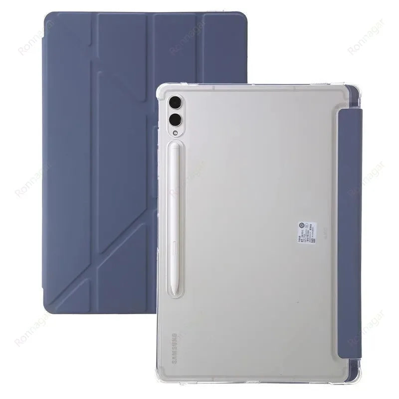 For Samsung Galaxy Tab A11 11'' S11 2025 Case for S10 S9 S8 S7 Plus 12.4 Inch 11inch with s Pen Holder Multiple Angle Clear Back