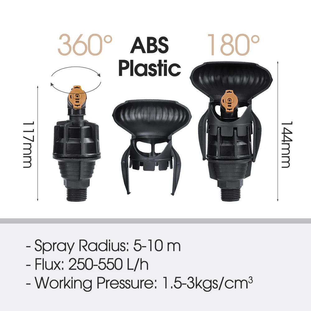 1pcs Outdoor 1/2 "" 360° Black Rotating Automatic Sprinkler Garden Lawn Water Irrigation Nozzle Steel Ball Drive Rotary Sprayer