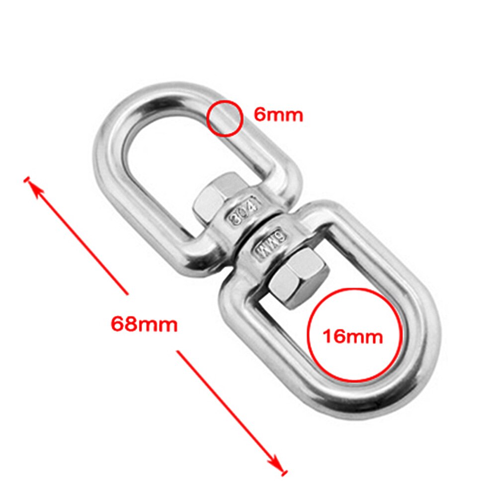 2Pc Double Ended Swivel Eye Hook 304 Stainless Steel Rotation Buckle Swivel Shackle Ring Outdoor Rock Climbing Hiking Carabiner - KiwisLove