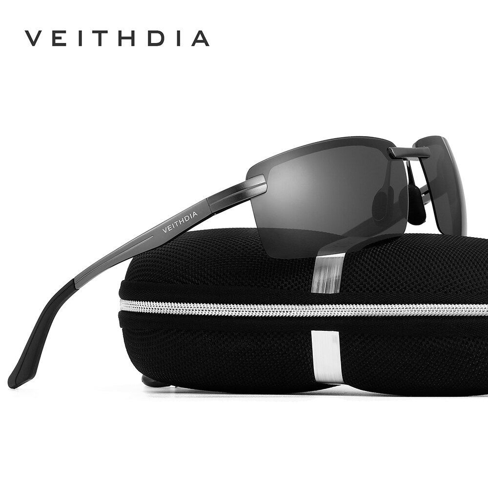 VEITHDIA Sunglasses Men Polarized UV400 Lens Rectangle Rimless Sport Driving Fishing Sun Glasses Al-Mg Eyewear For Male 6510 - KiwisLove