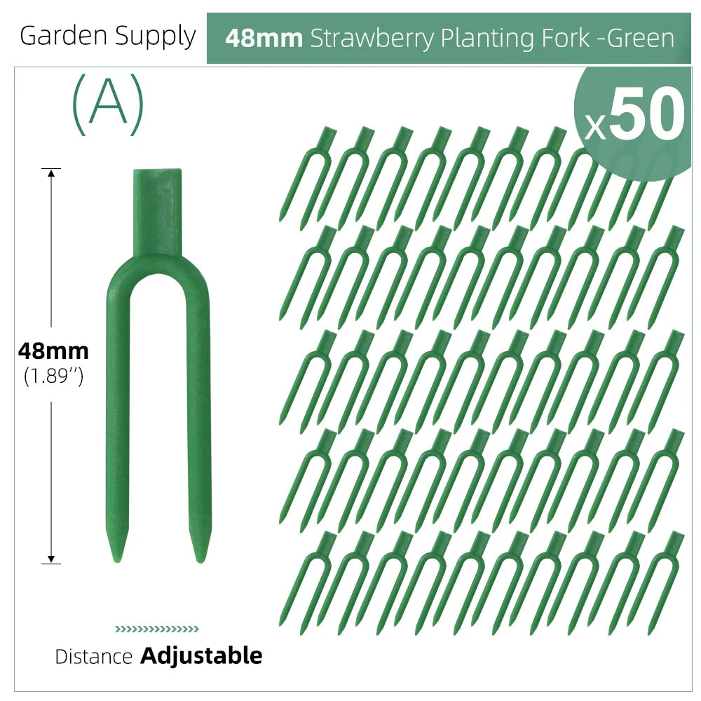 50PCS Strawberry Garden Plants Fastening Fixture Clamp Clips Planting Fork Green Stolon Fixator Watermelon Vine Pressing Tool