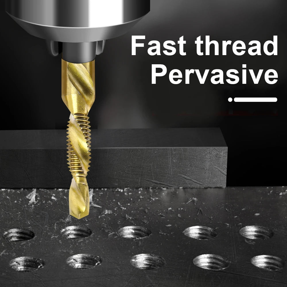 NINDEJIN 6pcs/set metric thread tap drill bits set m3 m4 m5 m6 m8 m10 hex shank hss 6542 screw tap drill bits set for metal wood - KiwisLove