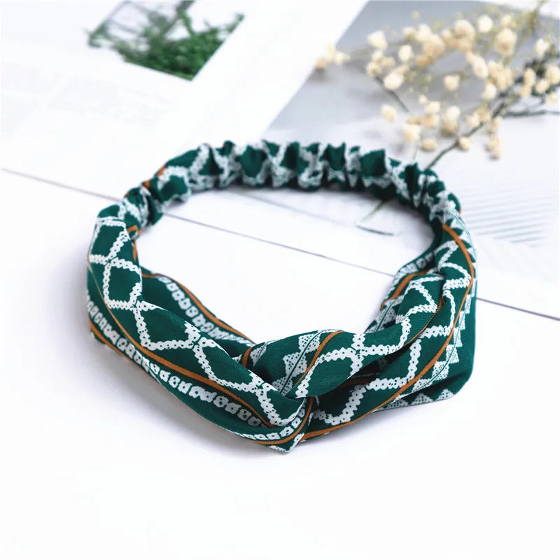 Fashion Women Girls Summer Bohemian Hair Bands Print Headbands Vintage Cross Turban Bandage Bandanas HairBands Hair Accessories