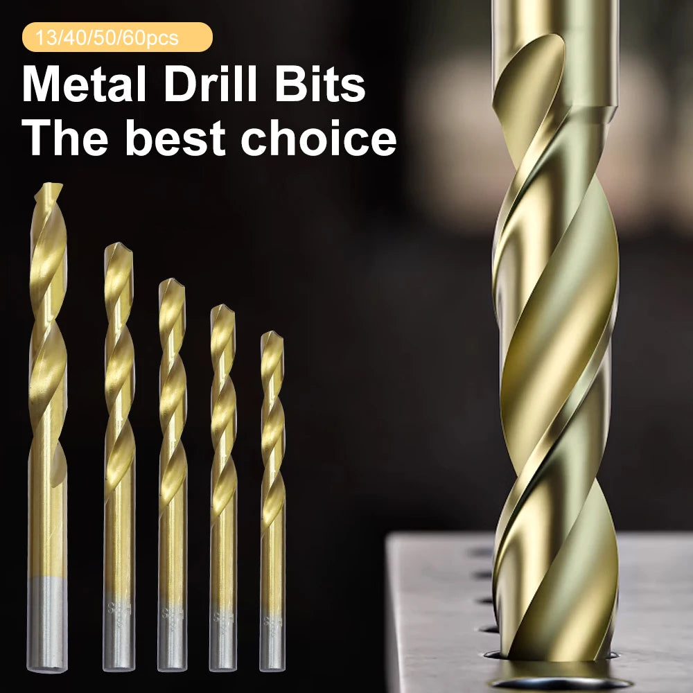 NINDEJIN 13/40/50/60pcs Twist Drill Bit Set Woodworking 1-6.5mm HSS Drill Bit for Carpentry Hand Tools - KiwisLove