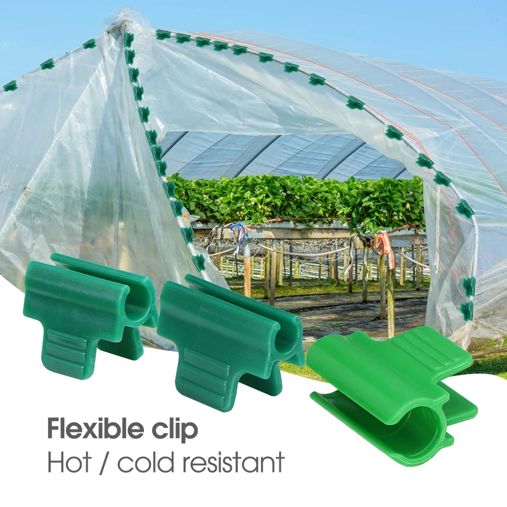 10PCS 5-20mm Thickened Greenhouse Film Plant Support Clamps Garden Shed Row Cover Net Tunnel Hoop Plastic Green Sunshade Frame