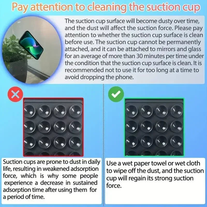 Phone Silicone Suction Cup Holder Multifunctional Suction Cup Wall Stand Square Anti-Slip Single-Sided Case Mount Back Sticker - KiwisLove