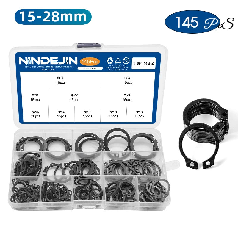 NINDEJIN C clip external circlip snap retaining rings set stainless steel carbon steel 5-28mm circlip set for shaft - KiwisLove