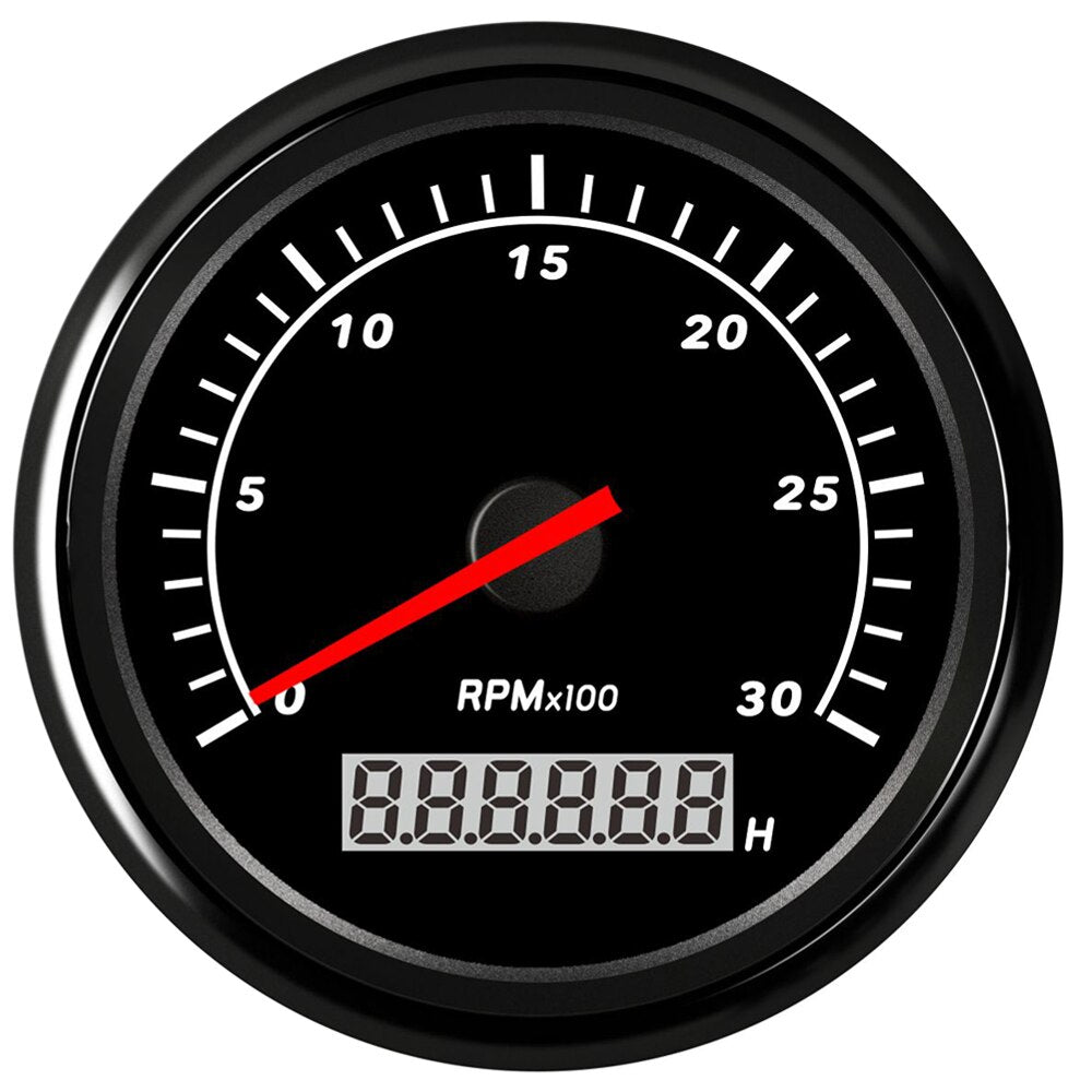 85mm Car Marine Tachometer Boat Gauge Digital Hourmeter 0-7000 RPM 3K-8K Tacho Gauge RPM Meter Sensor for Diesel Gasoline - KiwisLove