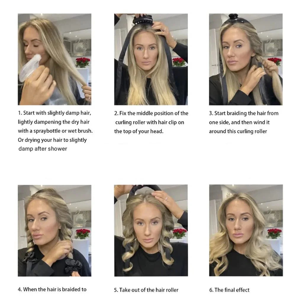 Heatless Curling Rod Headband No Heat Silk Curls Ribbon Hair Rollers Sleeping Soft Headband Lazy Hair Curlers Hair Styling Tools - KiwisLove