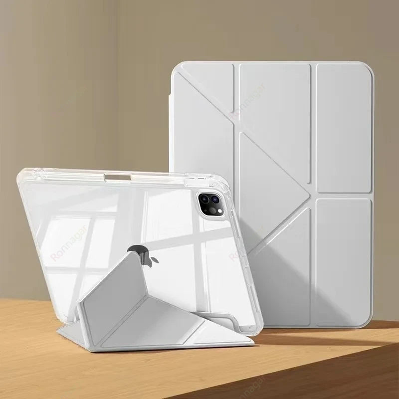 Y-Folding Case for iPad Air11 13 inch M3 M2 2025/2024 Pro11 13'' M5 M4 A16 11th Air 4 5 10th 9th 10.2 10.5 10.9 Clear Back Shell