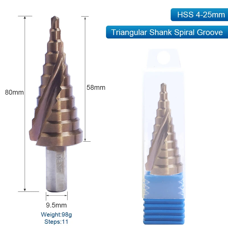 NINDEJIN M35 Cobalt Step Drill Bit 4-32mm Triangular Hex HSS Step Drill Bit for Stainless Steel Hole Drill Metal Aluminum Wood - KiwisLove