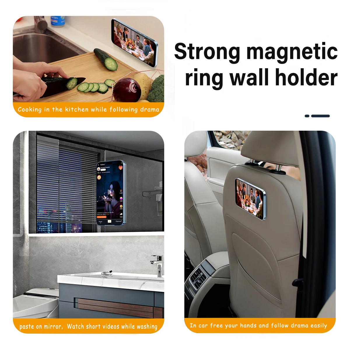 Magnetic Ring Holder For iPhone 14 13 12 Magnet Wall Mobile Phone Holder Magnetic Car Phone Stand for Magsafe case ipad Tablet - KiwisLove