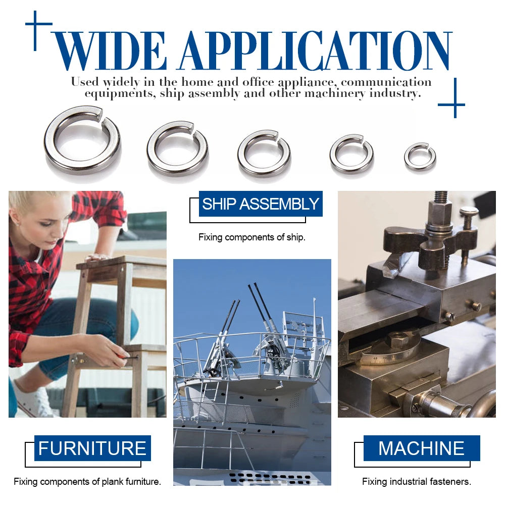 NINDEJIN 2-100pcs spring lock washer m2 m2.5 m3 m4 m5 m6 m8 m10 m12 m14 m16 m18 m20 m22 m24 m30 stainless steel locking washer - KiwisLove