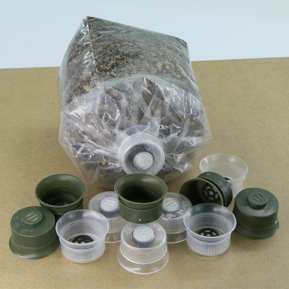 20/50pcs Mushroom Spawn Grow Bag Filter Cover Sealable Double Sleeve Lock Ring Cap for Agaric Spawn Culture Planting  Pouch Tool