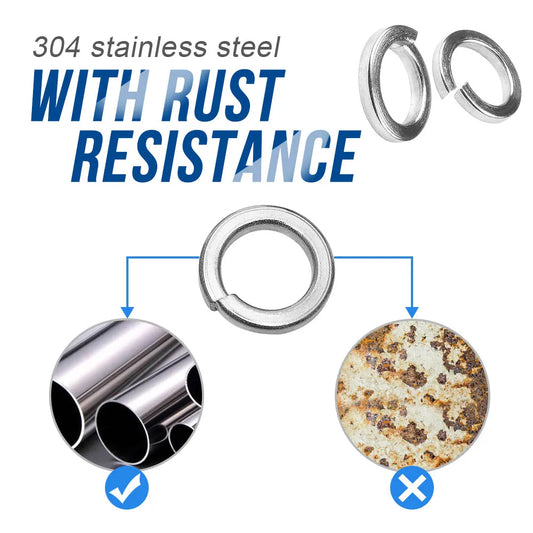 NINDEJIN 300/480pcs lock washers set stainless steel black carbon steel m2 m2.5 m3 m4 m5 m6 m8 m10 m12 spring lock washer assortment kit - KiwisLove
